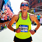 **

Prompt: Runner crossing a marathon finish line, exhausted but triumphant, with a crowd cheering in the background, sunny day, Boston Marathon setting, Garmin watch visible, bright colors, motivational atmosphere.

**