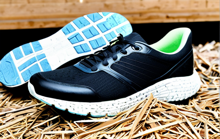 러닝화 밑창 유형 비교 - Trail Running Shoe on a Rocky Trail**

"A trail running shoe with a Vibram outsole gripping a rocky,...