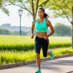 러닝화 내구성 비교 - **Prompt:** A fit, adult runner of diverse ethnicity, wearing a vibrant, modern running outfit (athl...