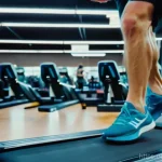 러닝화 전문 매장 위치 - **Gait Analysis in Action:** A focused, high-angle shot capturing a male runner in his late 20s, wea...