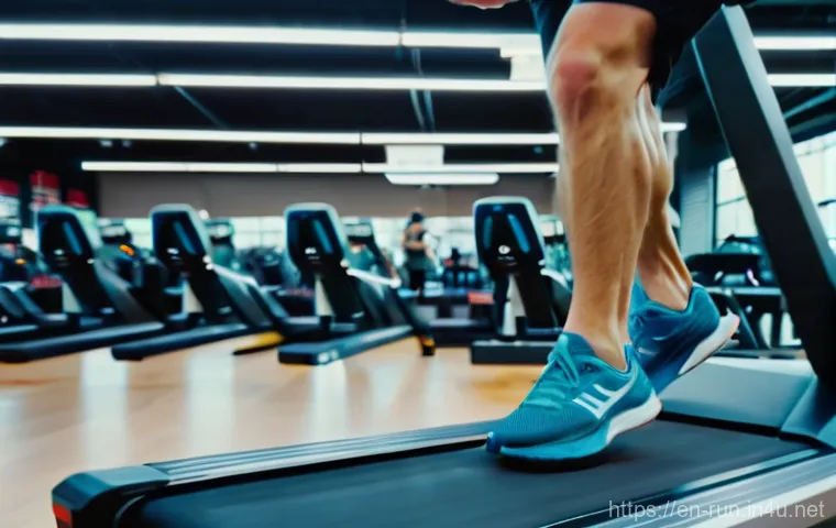 러닝화 전문 매장 위치 - **Gait Analysis in Action:** A focused, high-angle shot capturing a male runner in his late 20s, wea...