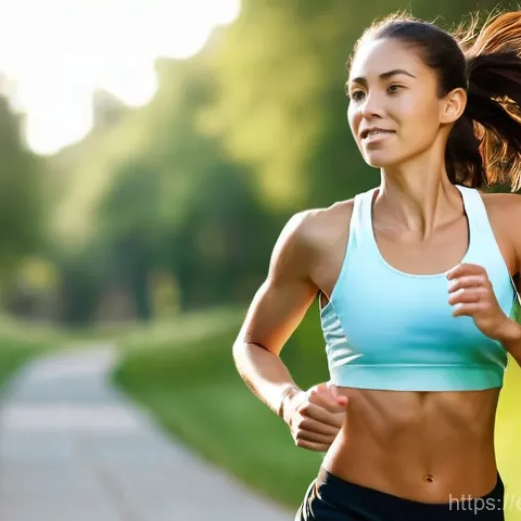러닝 시 걸음 교정법 - **"Perfect Running Posture"**
A young female runner, dressed in a modest athletic sports bra and...